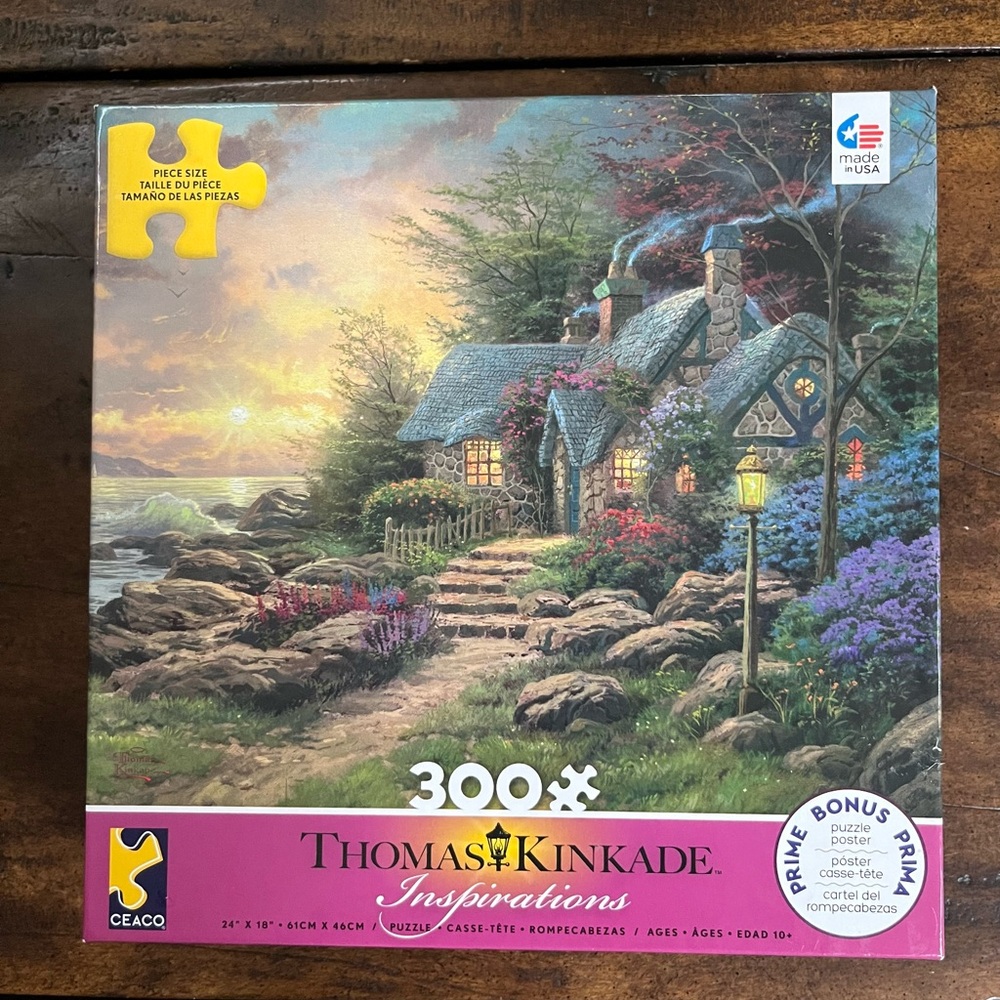 Thomas Kinkade Puzzle 300 Pieces Seaside Hideaway Complete Ceaco Complete 24X18